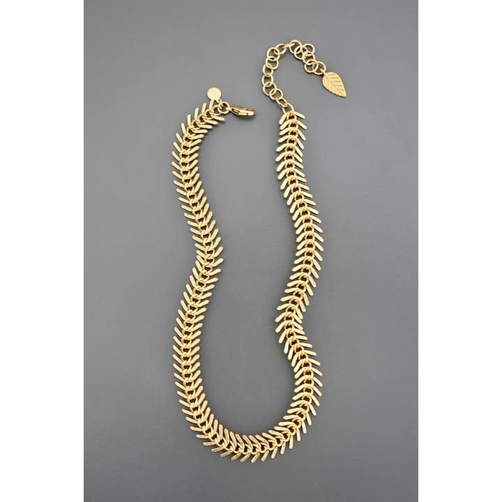 David Aubrey Jewelry - Wholesale Link & Chain Necklace - DOR215 Gold Chain Fish Bone Necklace