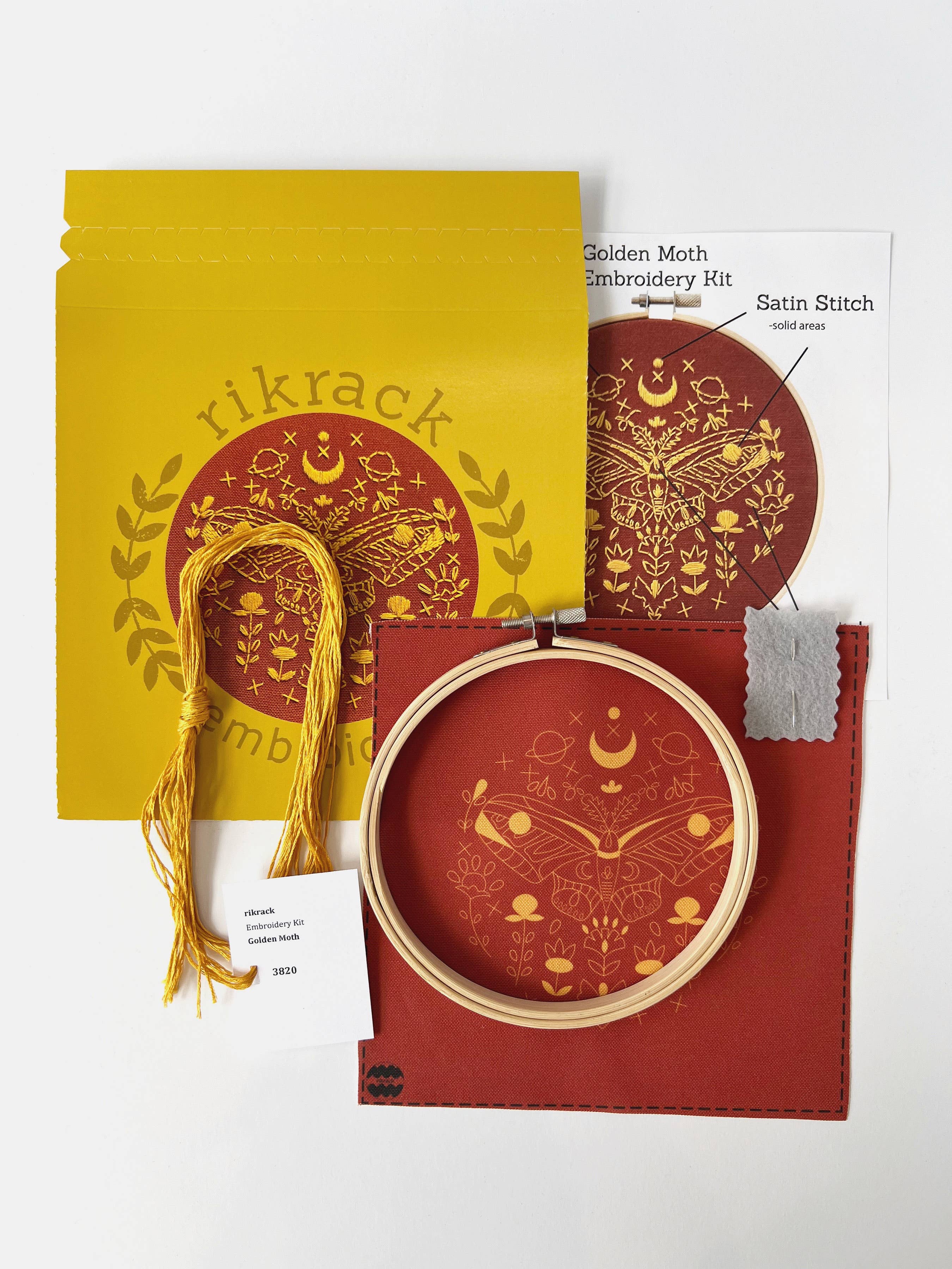 Rikrack - Wholesale Embroidery/Cross Stitch Supplies - Golden Moth Embroidery Kit2