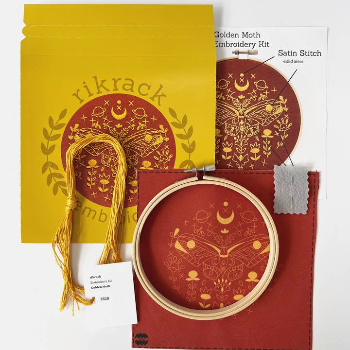 Rikrack - Wholesale Embroidery/Cross Stitch Supplies - Golden Moth Embroidery Kit2