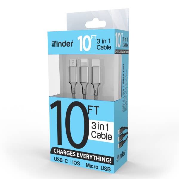 Mila Wholesale - Wholesale Charging Cable - 10 Foot 3in1 Countertop Display Bundle2