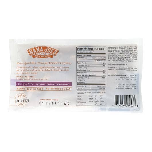 Nana Joes Granola - Wholesale Snack Bar - Stoke Granola Bar: Cranberry, Apricot & Multiseed2