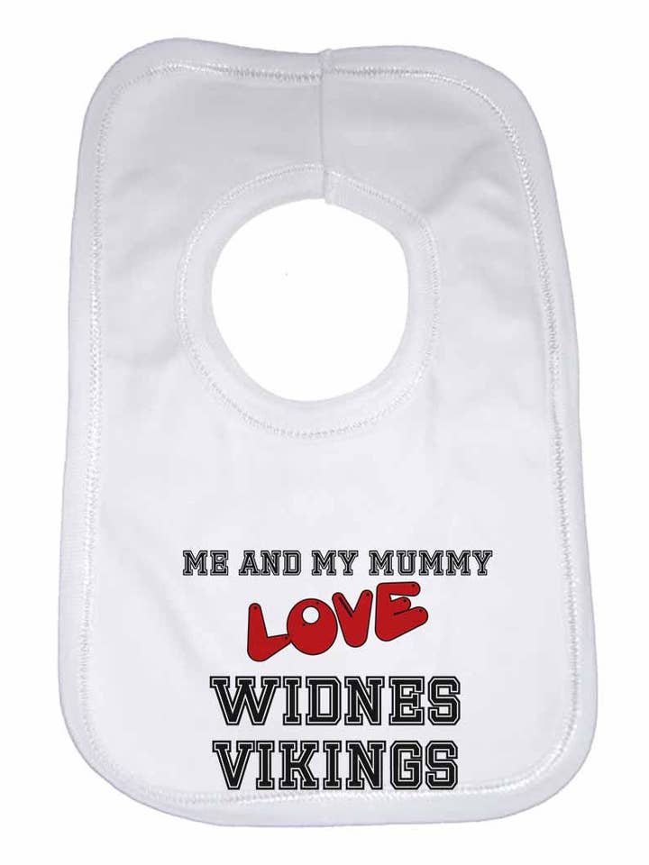 Bavettes Me and My Mummy Love Widnes Vikings pour garçons et filles pour la vente par Little Ratbag