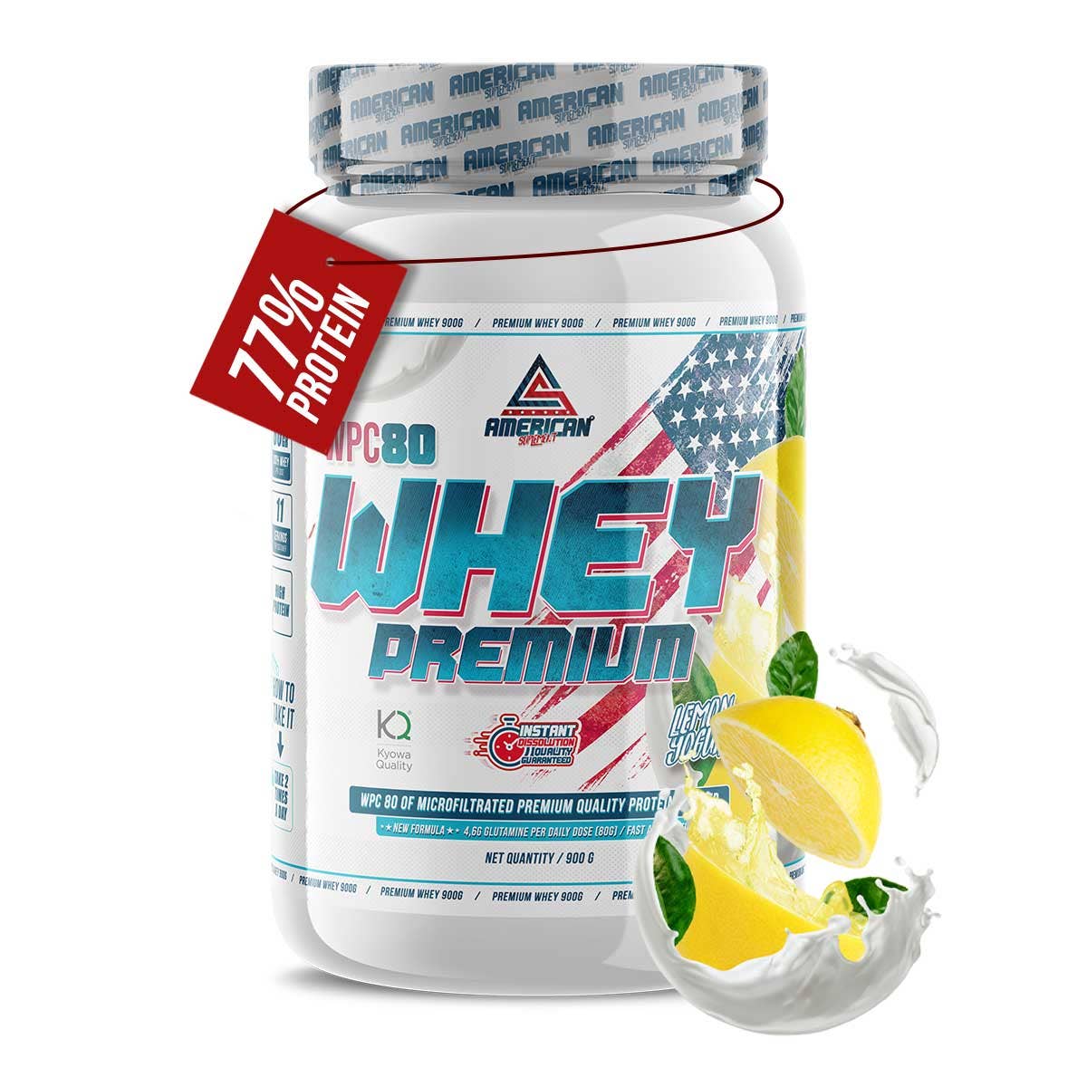 AMERICAN SUPLEMENT S.L. - Venta al por mayor Proteínas y superalimentos en polvo - American Suplement | Premium Whey Protein WPC80 900 gr5