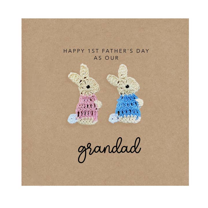 Joyeuse première fête des pères carte jumeaux, carte lapin première fête des pères pour la vente par Fifi's Handcrafted