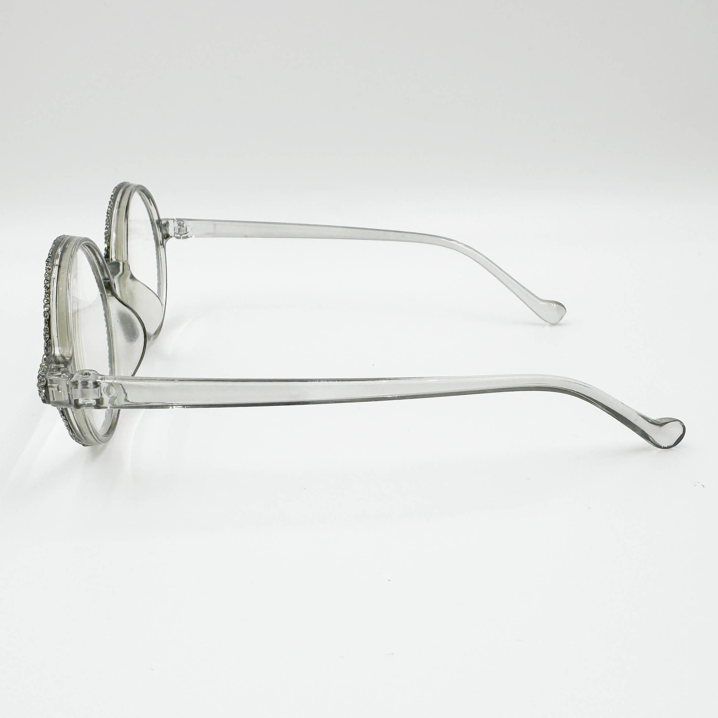 Ole - Vendita all'ingrosso Occhiali da vista - Donna - Lettori con cornice rotonda con strass fatti a mano GY 7