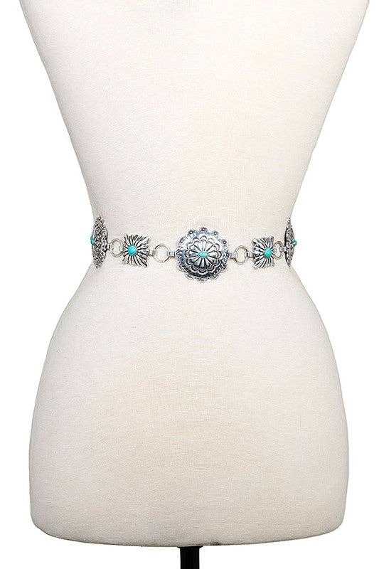 Andrea Bijoux – wholesale Belt – Women's – ROUND SQUARE METAL ETCHED BELT2