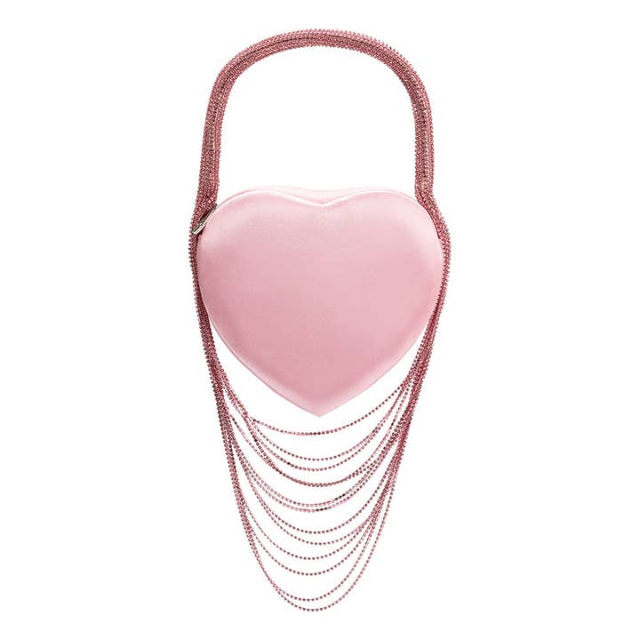 Melie Bianco - Wholesale Top Handle Bag - Women's - Fran Pink Satin Heart Top Handle Bag