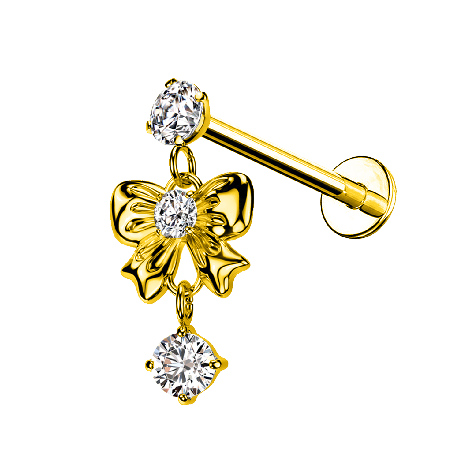 Awaken - Wholesale Single Earring - Labret Pendant Piercing with Bow and Crystal1