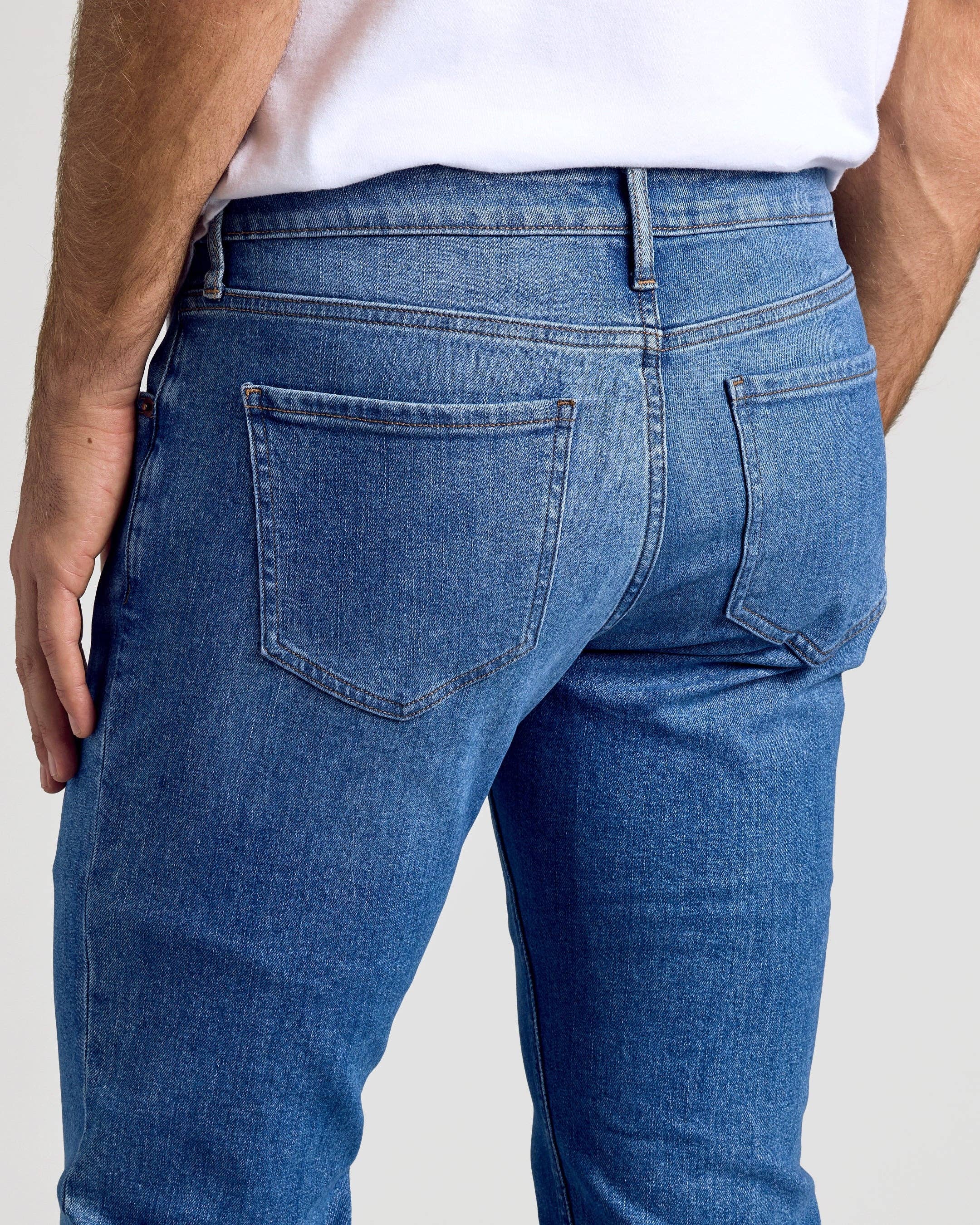 True Classic - Wholesale Jeans - Men's - Medium Indigo Wash Slim Authentic Denim Jeans3