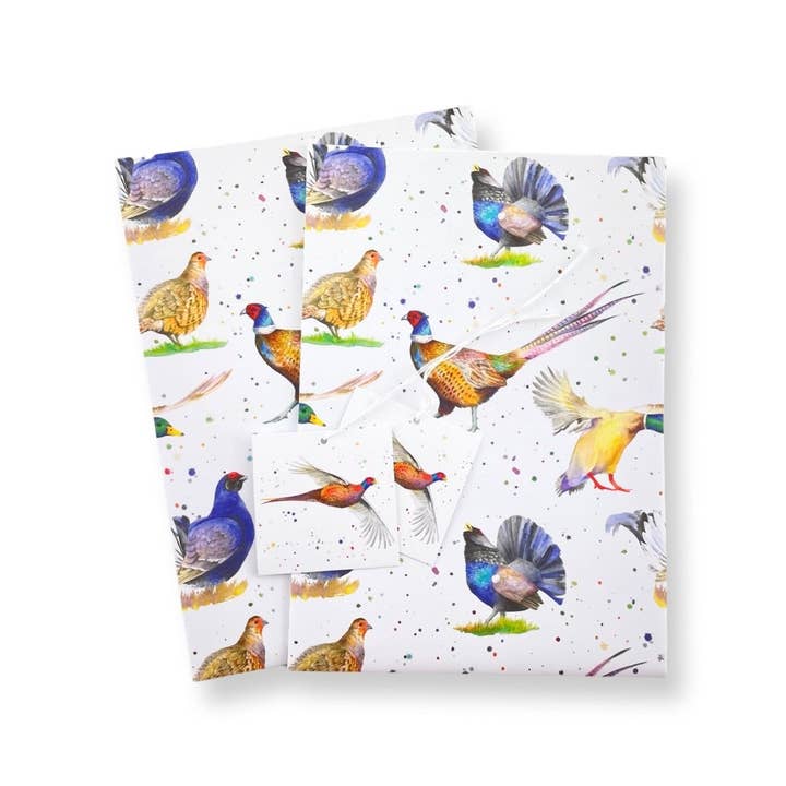 Carta da regalo e etichette per uccelli da caccia per la vendita all'ingrosso da parte di The Arty Penguin