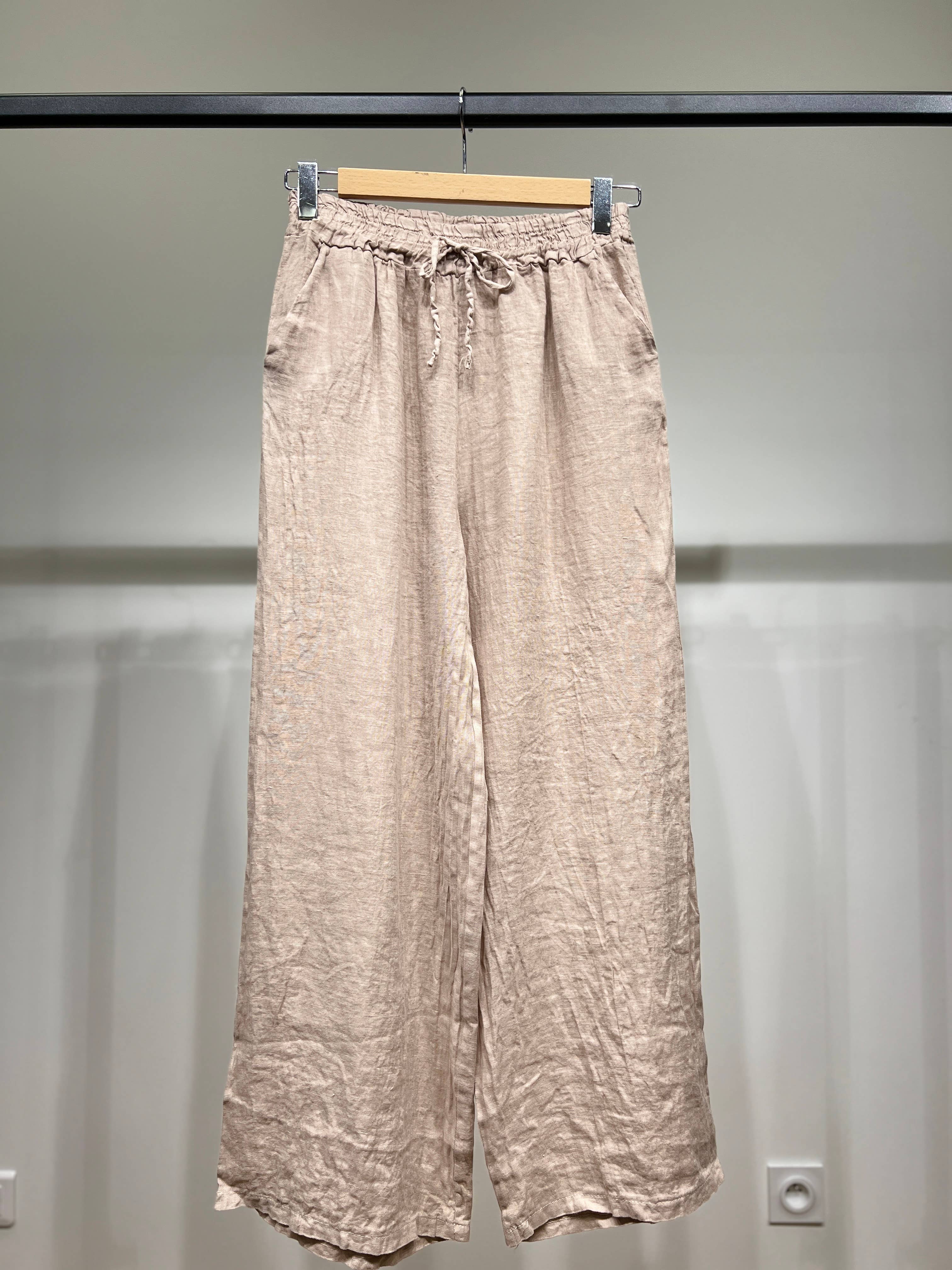 L'Emotion - Wholesale Pants - Women's - Wide Leg Elastic Waist Drawstring Pants 100% Linen5