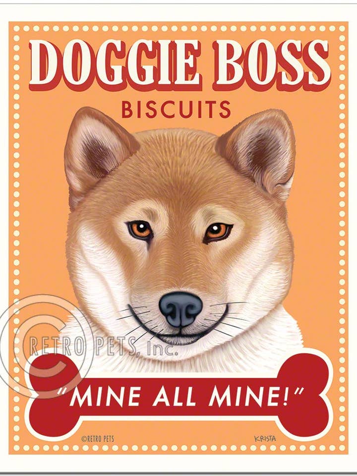 T-119 8x10 kunstdruk, Shiba Inu „Doggie Boss” voor wholesale door Retro Pets