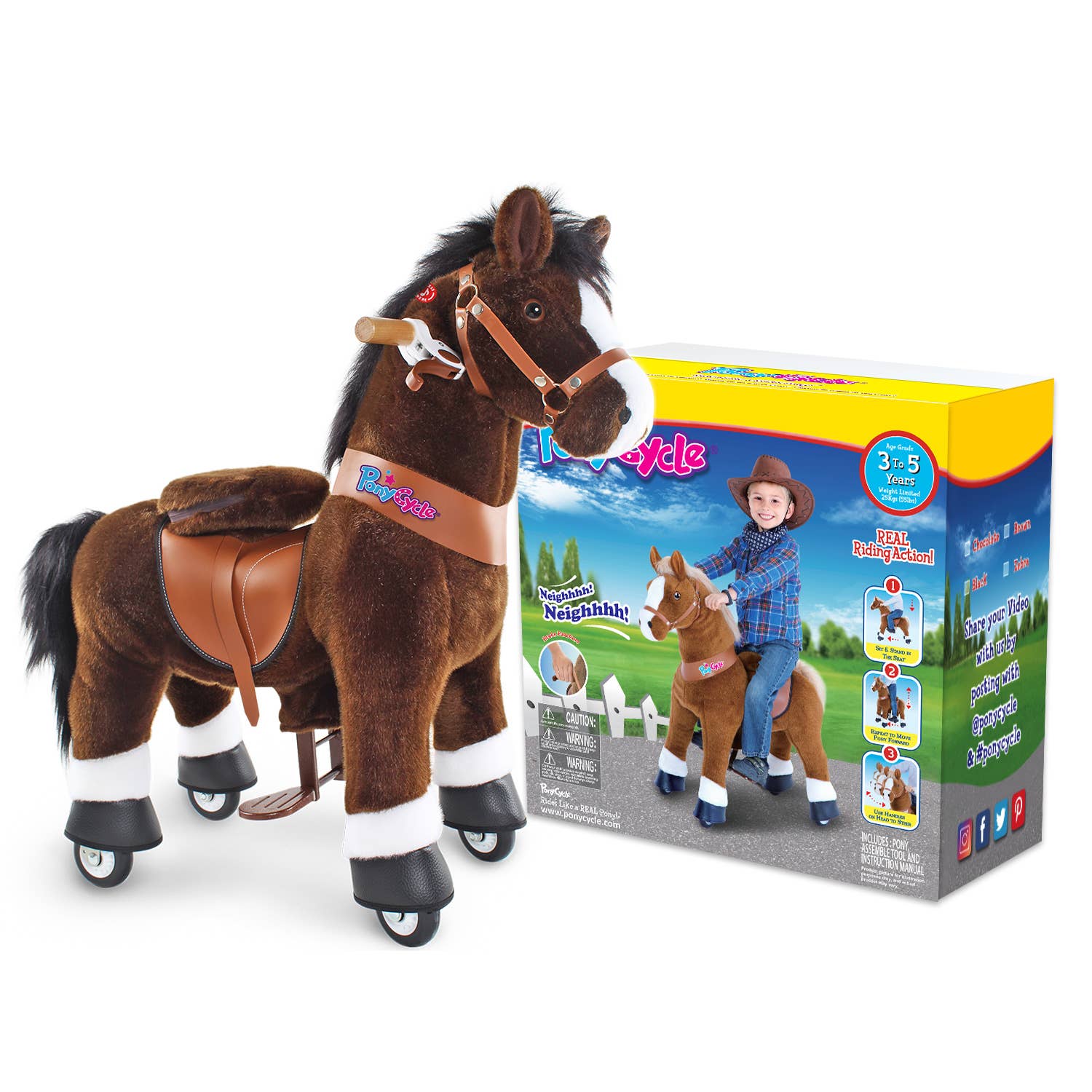 PonyCycle - Wholesale Rocking Horse - Kids - PonyCycle Ride-On Chocolate Brown Horse | Plush Riding Toy2