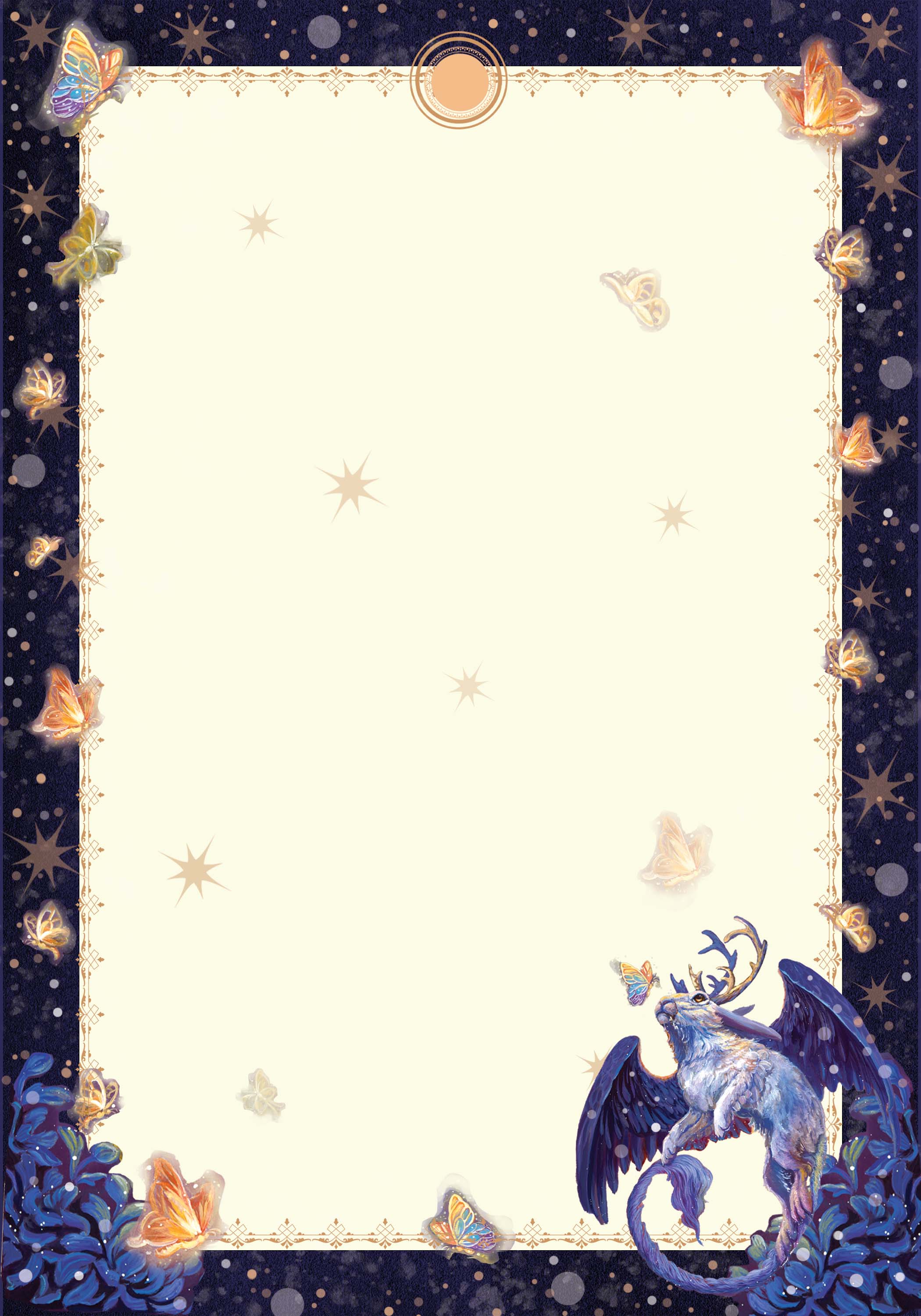 Wings of Fantasy - Wholesale Stationery/Notecard Set - Handmade Stationery Set | Wolpertinger and Butterfly Notepaper with Lined Envelopes and Wax Seals |Fantasy Writing Paper| Unique Gift1