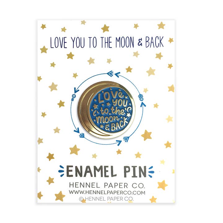 Hennel Paper Co. - Wholesale Lapel Pin/Button - Enamel Pin - Moon & Back2