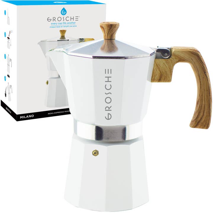 GROSCHE International – wholesale Espresso maker – GROSCHE MILANO Stovetop Espresso Maker - White