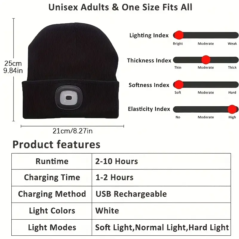 K & S WHOLESALE INC - Wholesale Beanie - Unisex - ASK Beanie Hat with LED Light 24 CT Loose/Refill - Assorted5