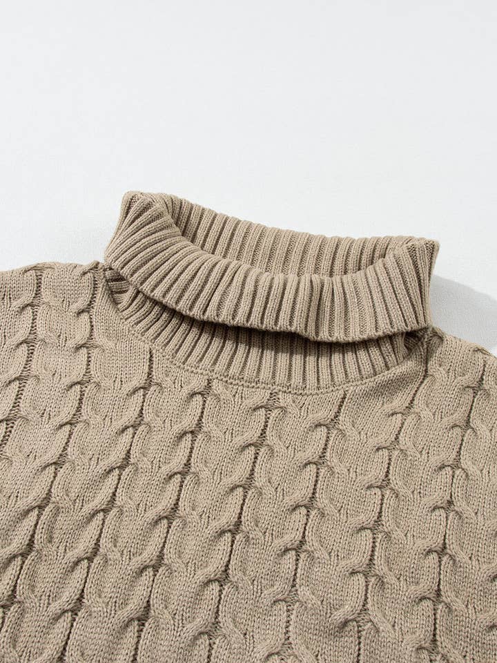 FASHION BLVD - Wholesale Knit Sweater - Women's - FB Cable Knit Turtleneck Batwing Short Sleeve Sweater8