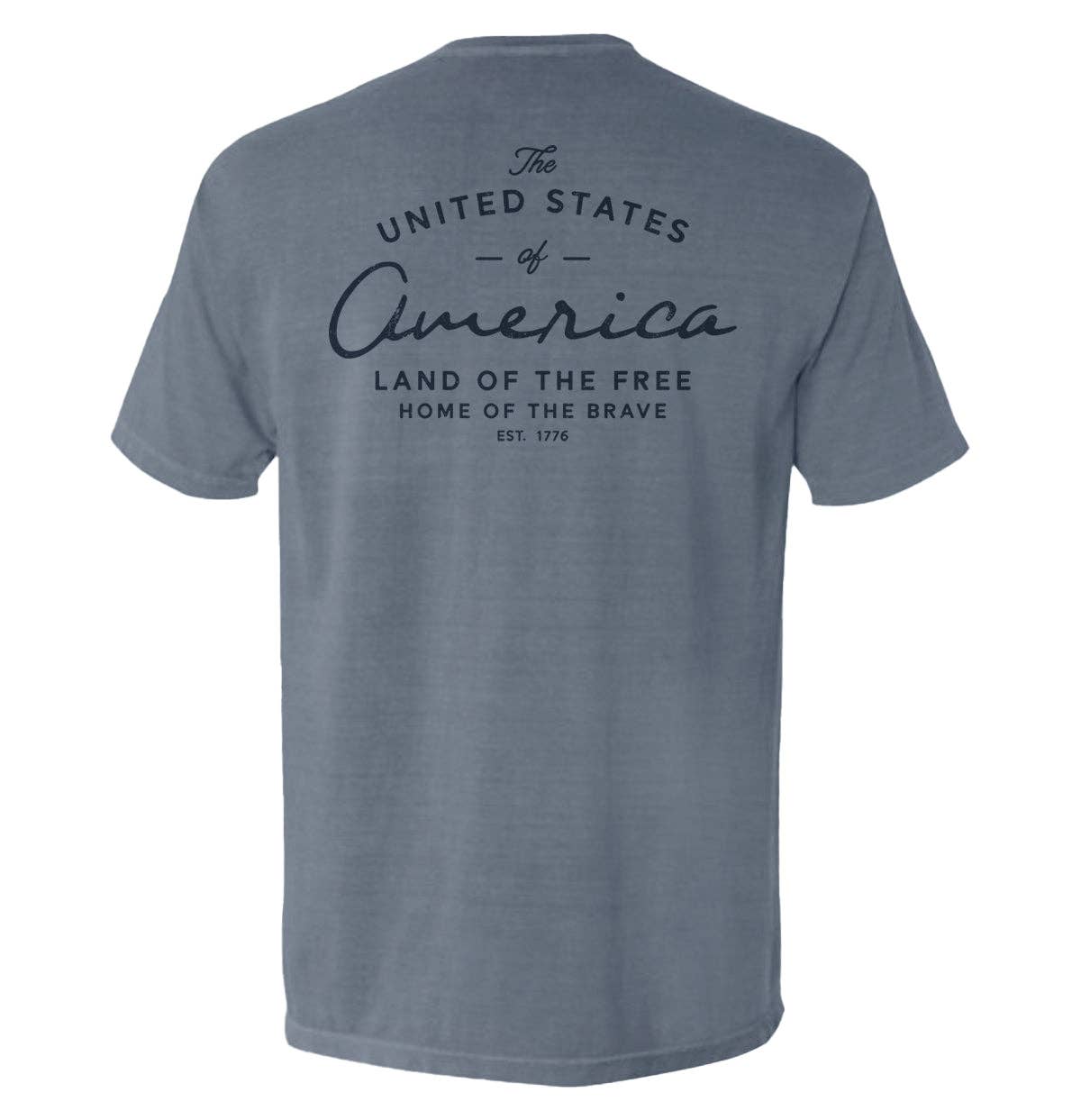 Shield Republic – wholesale Screen printed t-shirt – Men′s – United States Of America Pocket Tee4