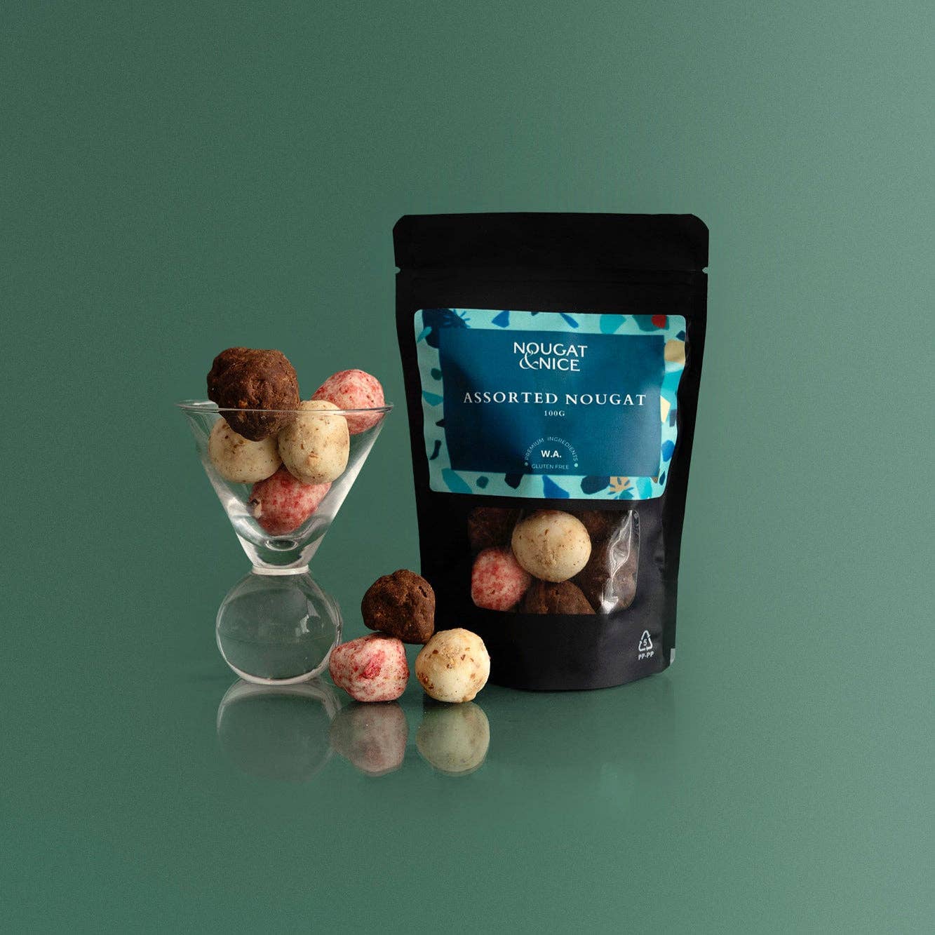 Nougat & Nice - Vente Friandises enrobées de chocolat - Pochette de Nougat Assorti 100g