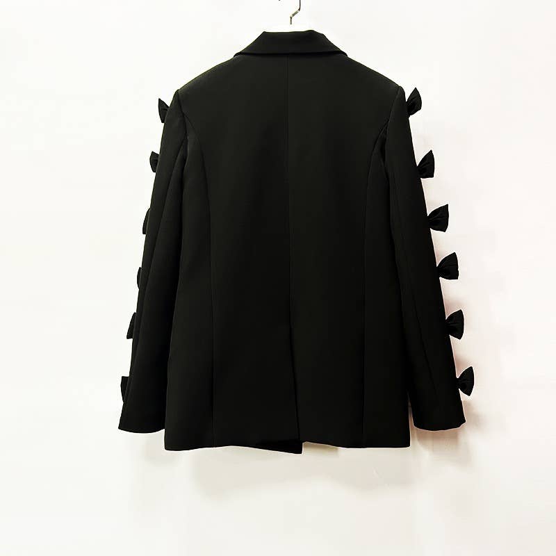 Sanyao Fashion - Vente Veste de tailleur – femme  - Veste de costume mi-longue rouge chic à manches à nœud papillon SY25412