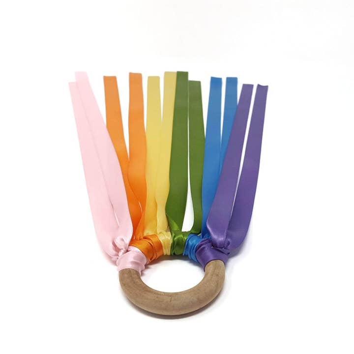 Mouse Loves Pig – wholesale Toy wand – Kids – Pastel Rainbow Ribbon Wand
