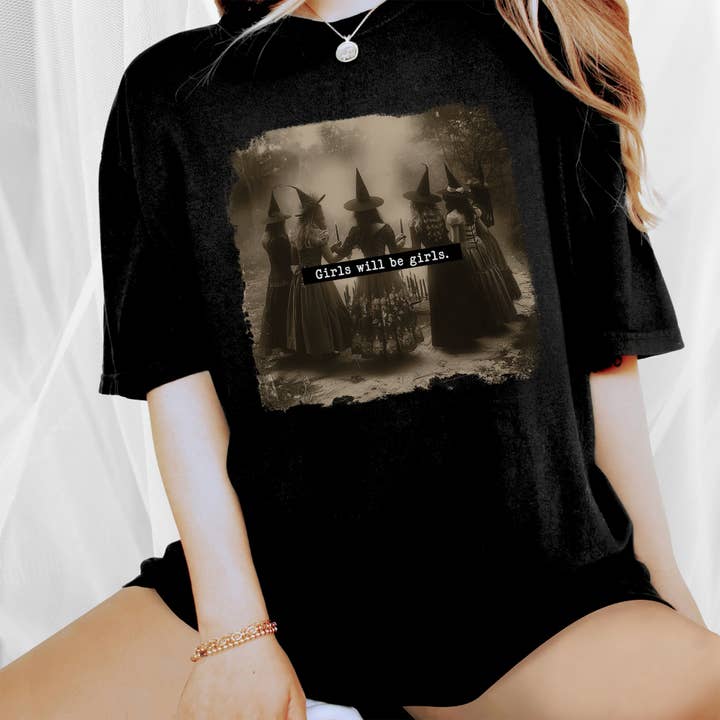 NVC Ecommerce LLC - Wholesale T-Shirt (Graphic) - Women's - Girls Will Be Girls Witch Shirt, Feminist Witch T-Shirt1