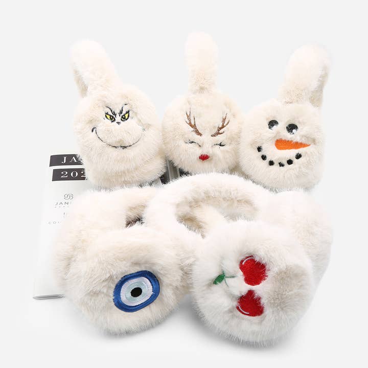 REINDEER Faux Fur Embroidered Earmuffs for wholesale on Faire4