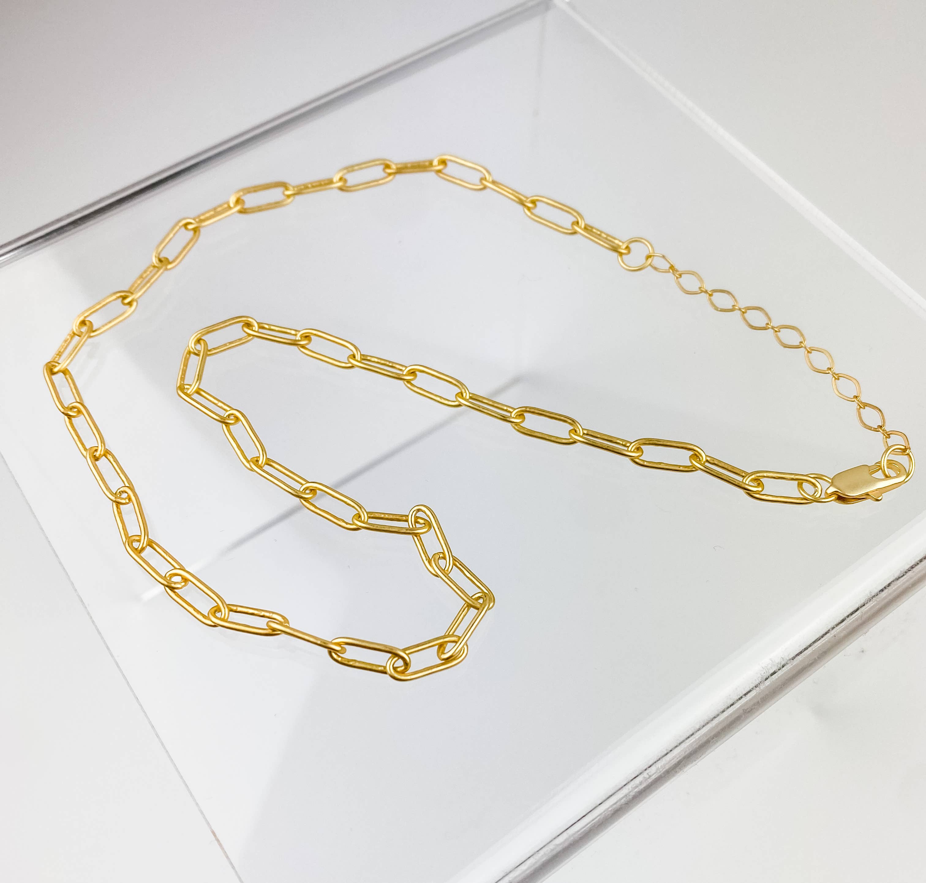Light Shine - Wholesale Link & Chain Necklace - Paperclip Layering Necklace | Gold Plated Disc, Dainty Chain1