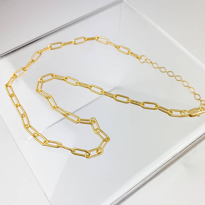 Light Shine - Wholesale Link & Chain Necklace - Paperclip Layering Necklace | Gold Plated Disc, Dainty Chain1
