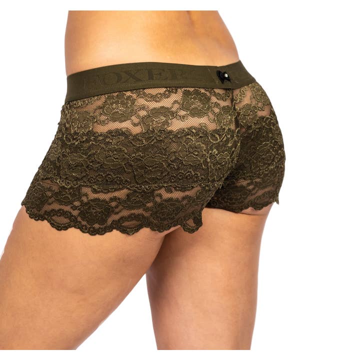 Foxers Olive Lace Boxers with FOXERS Logo band for wholesale by FOXERS