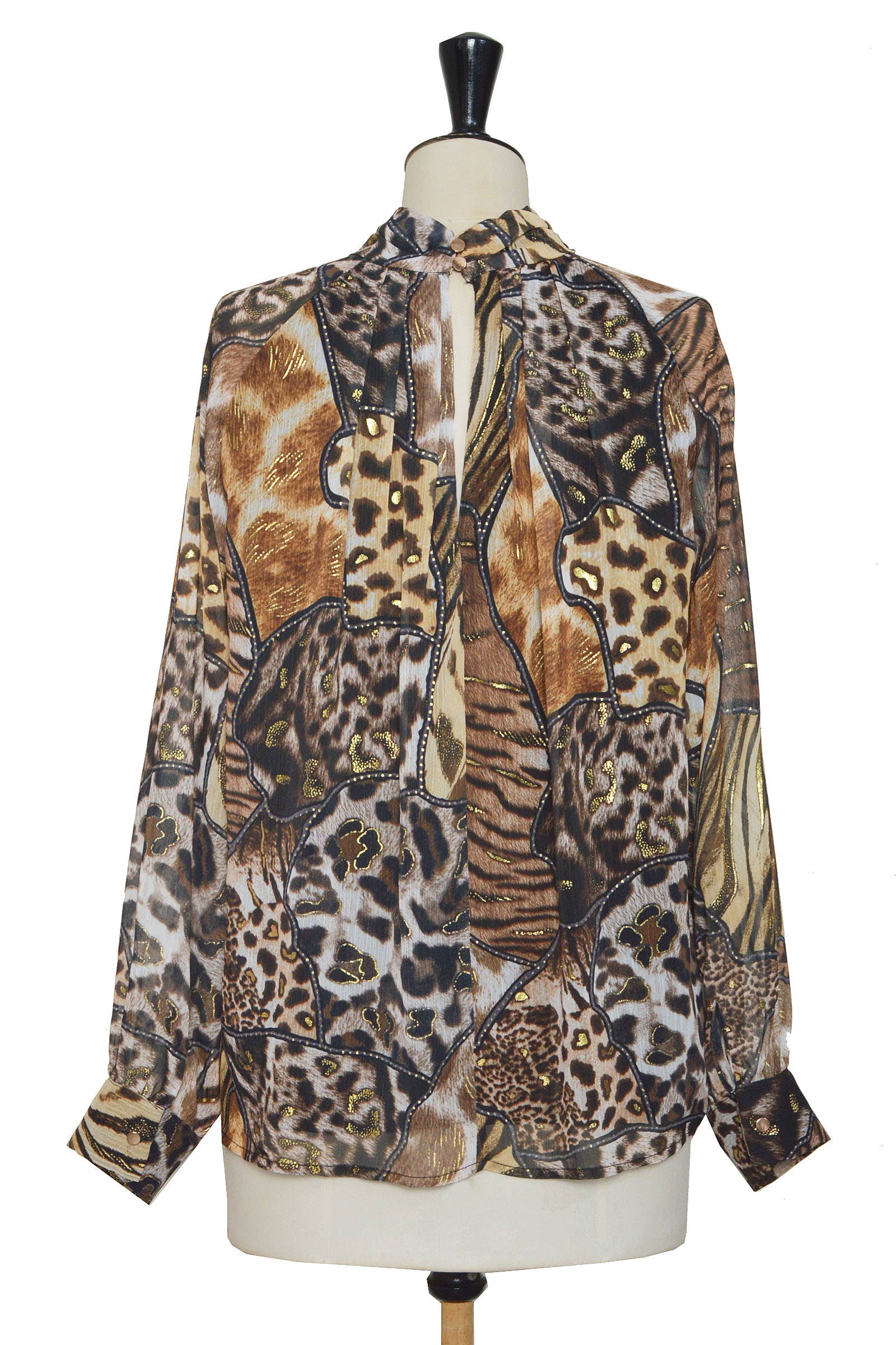 ELLI WHITE - Wholesale Blouse - Women's - Animal print blouse with golden highlights4