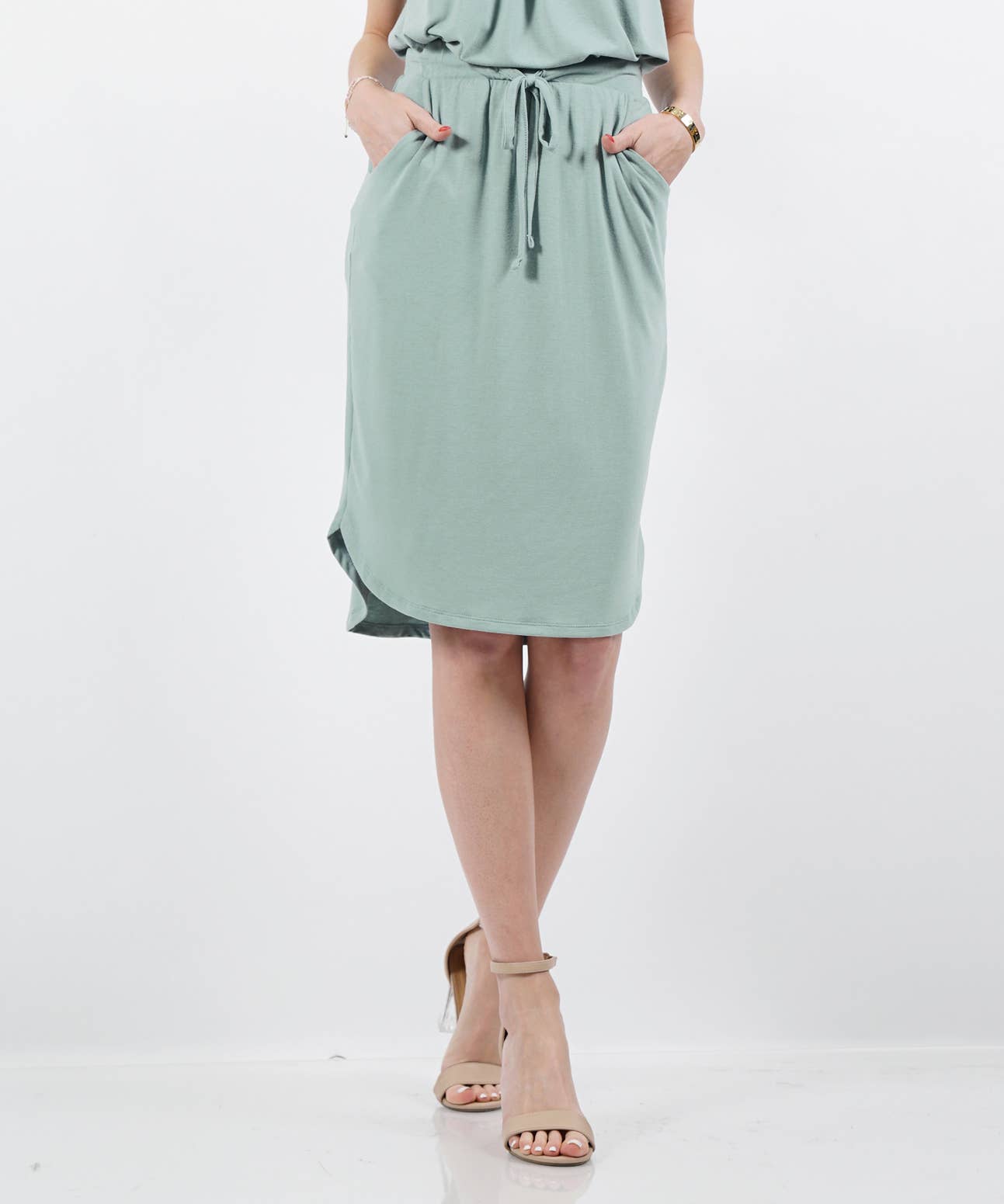 42POPS – Engroshandel Nederdel - Dame – ",,..Elastisk Talje Selvbindende Tulipankant Nederdel m/Lommer6