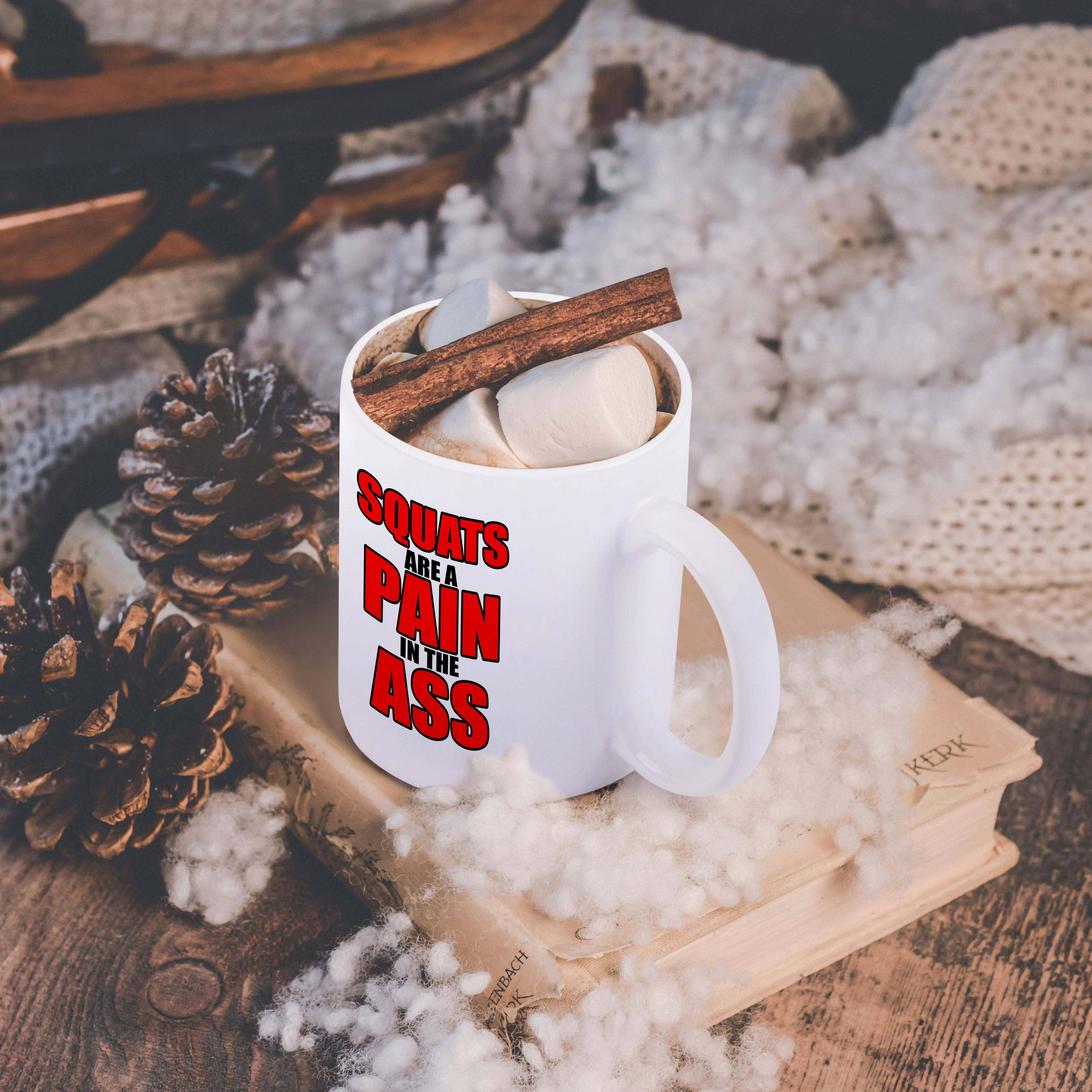 3dRose - Wholesale Coffee Mug - 3dRose, Squats are a pain in the ass, Red, Mug11