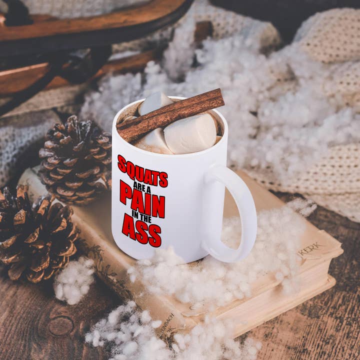 3dRose - Wholesale Coffee Mug - 3dRose, Squats are a pain in the ass, Red, Mug11