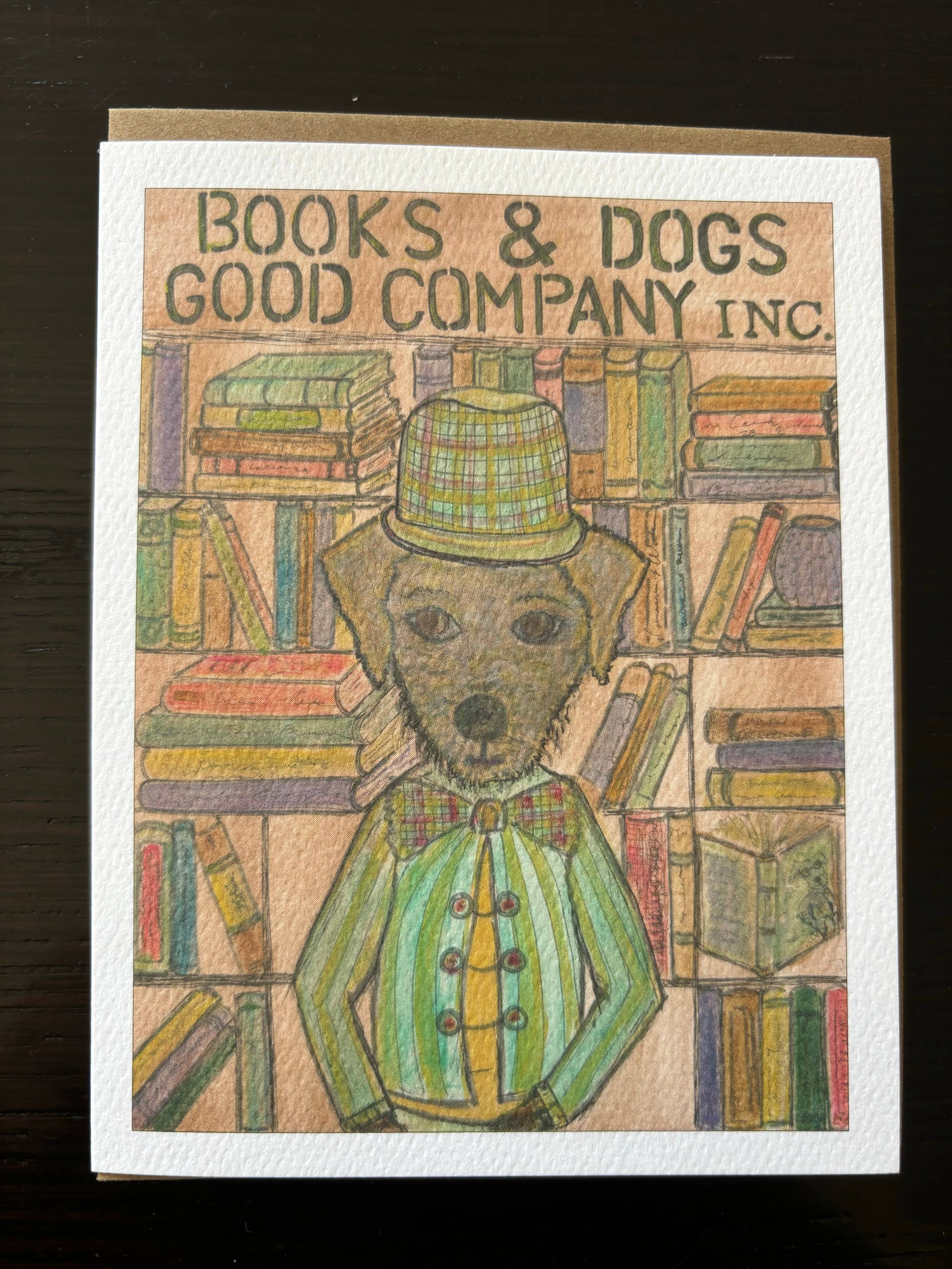 Bernie Street Studios - Vente Carte de vœux classique - Carte Books & Dogs Good Company pour chien Carte pour animaux de compagnie1