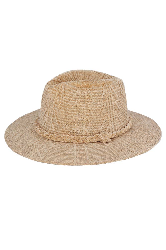 Hana - Vente Chapeau en feutre - femme - Fedora d'hiver à motif chenille et bande tressée24