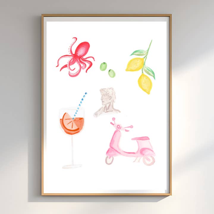 Italian Summer Gouache Illustration for wholesale by de la crem studio