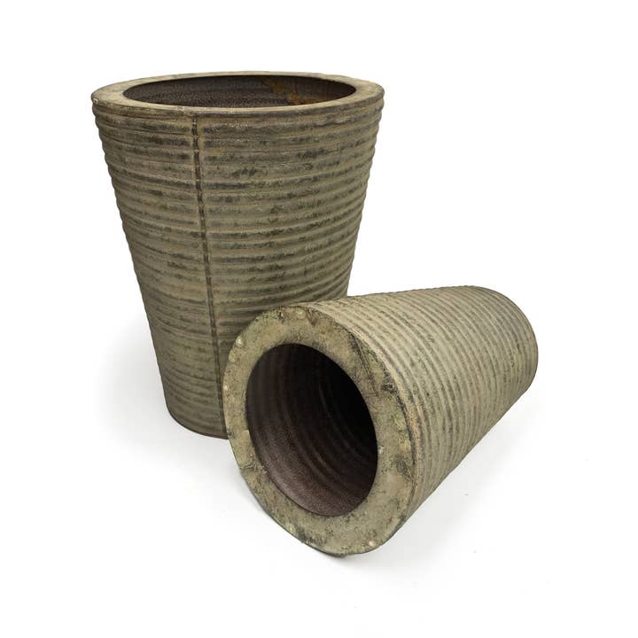 Juego de 2 jarrones acanalados vintage para venta al por mayor de Wilco Home