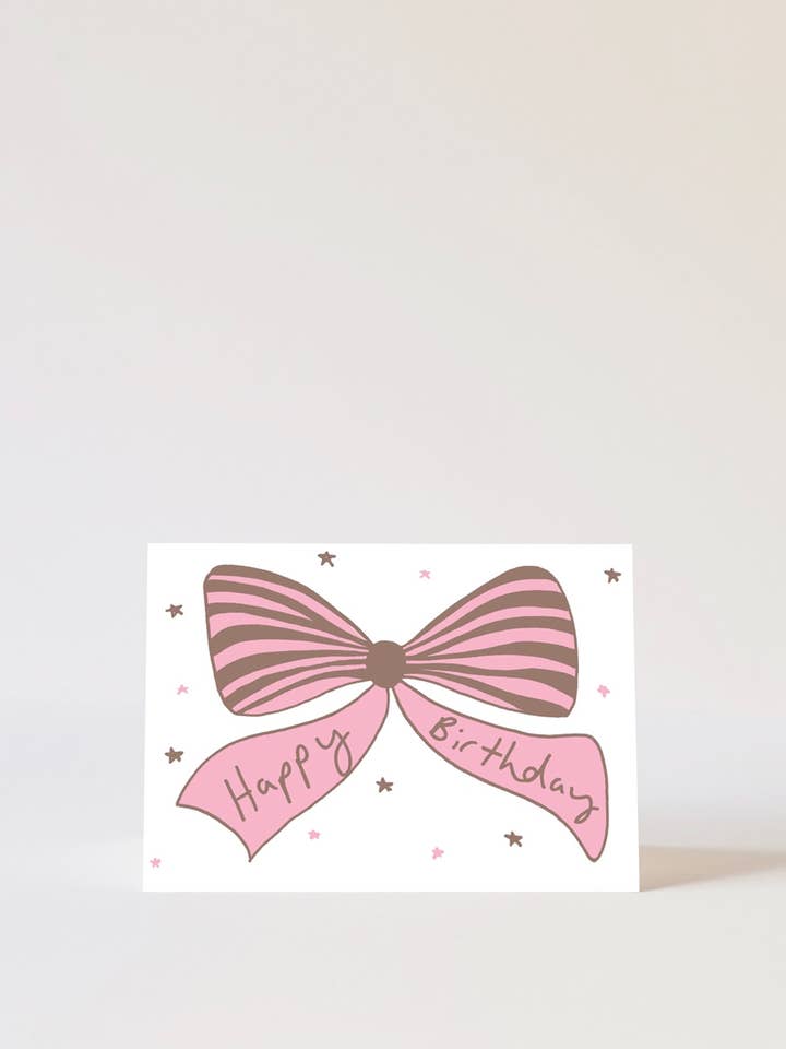 Cartão de Aniversário com Laço Castanho e Rosa por atacado de Heather Evelyn