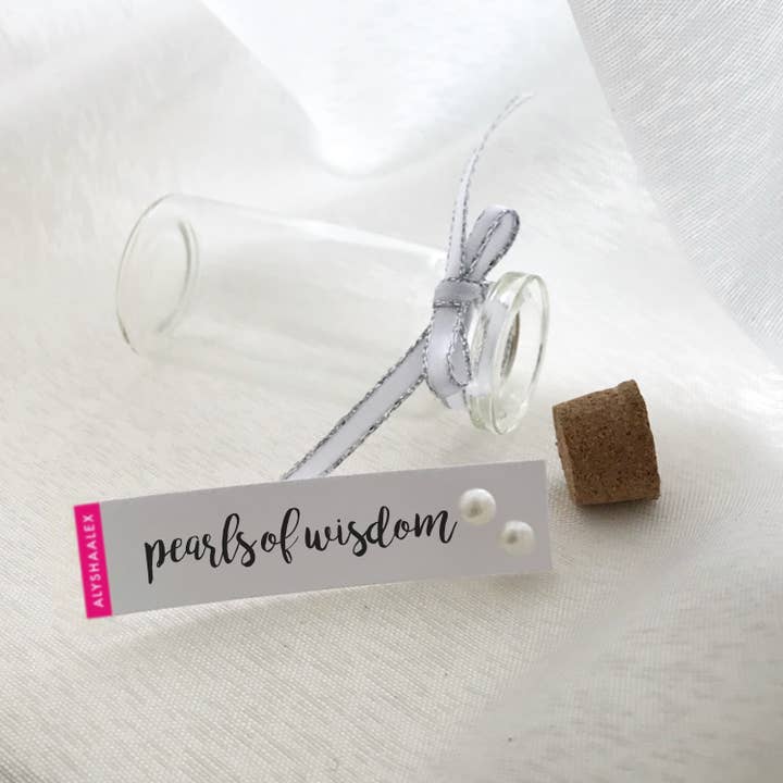 PEARLS OF WISDOM - MESSAGE IN A BOTTLE STUDS for wholesale by ALYSHAALEX