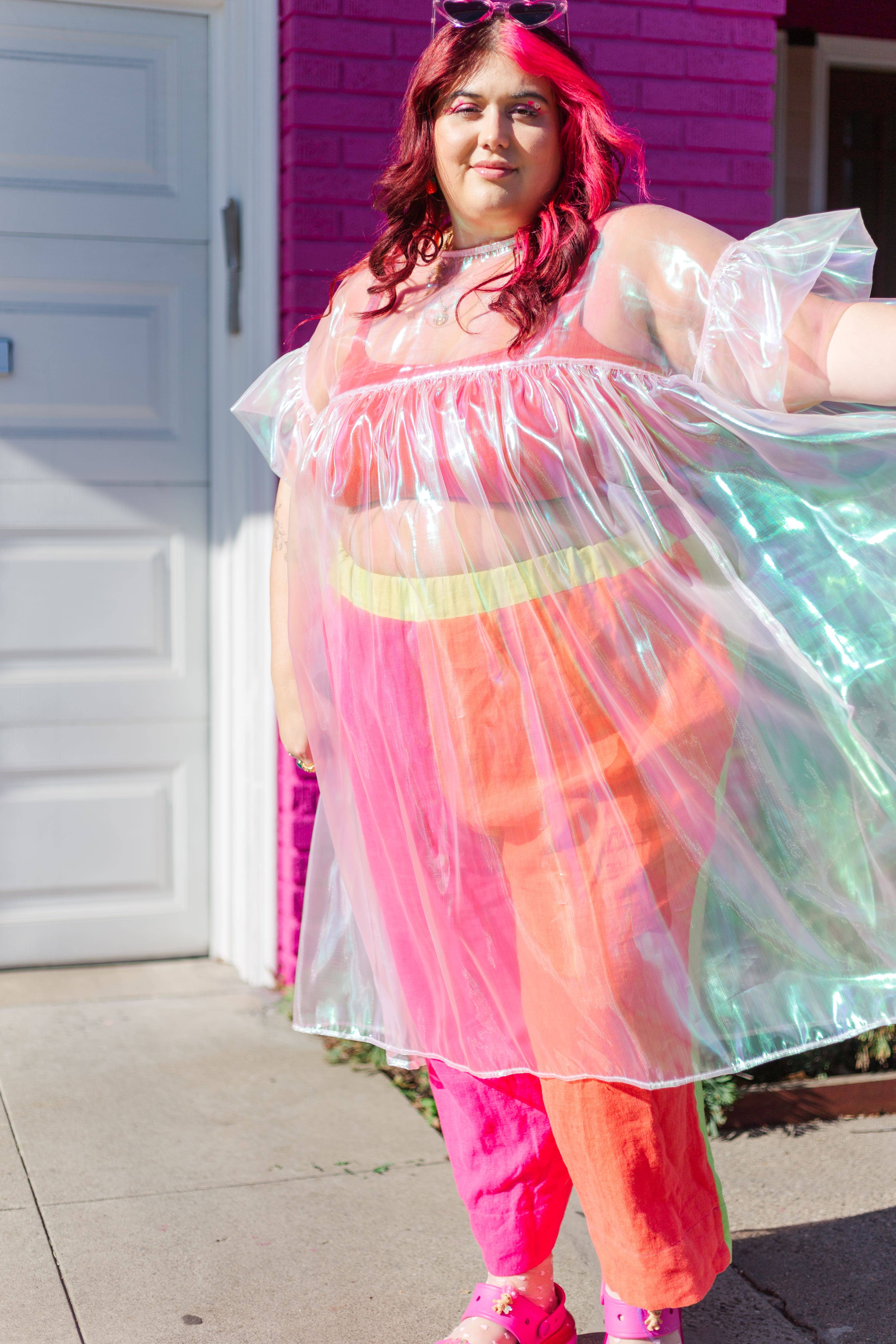 Nettle Studios - Wholesale Dress - Women's - Size Inclusive Plus Size Ruffle Maxi Dress Sheer Pink20