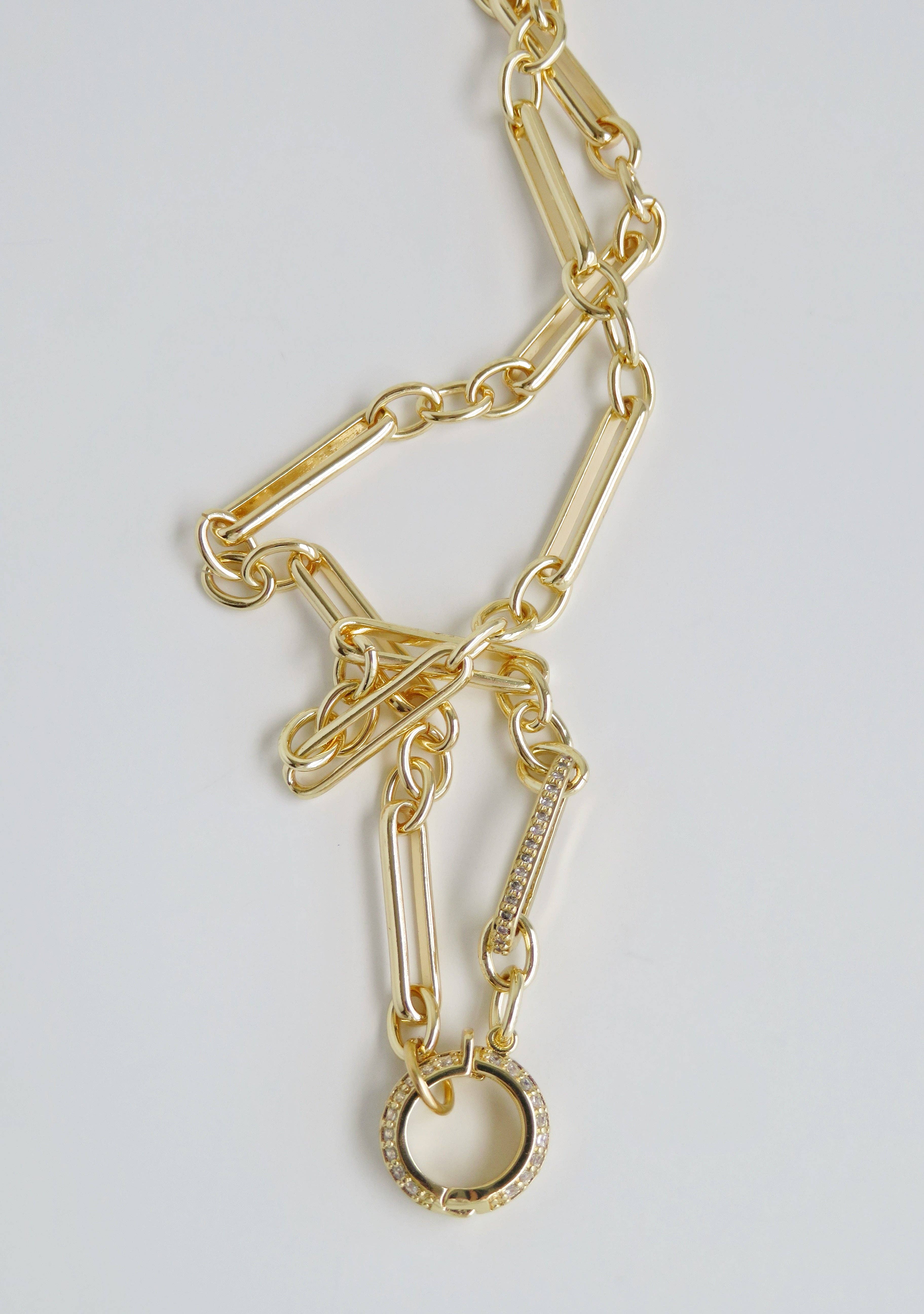 Boutique Suarez Co. - Wholesale Pendant/Charm Necklace - 18" Diamond Figaro Charm Holder Necklace - Clicker Clasp - add charms8