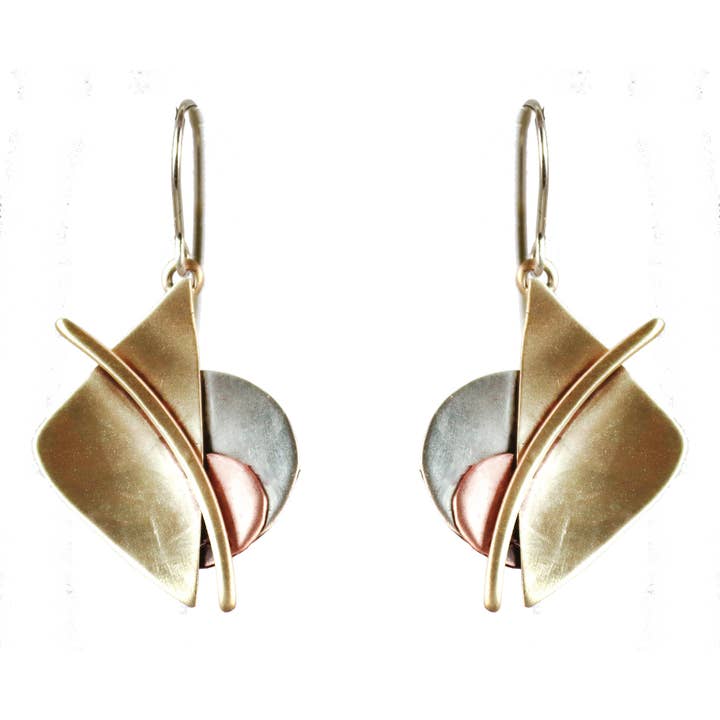 Abstractions Earrings in Brass, Copper & Nickel Silver for wholesale by Whitney Designs Ltd.