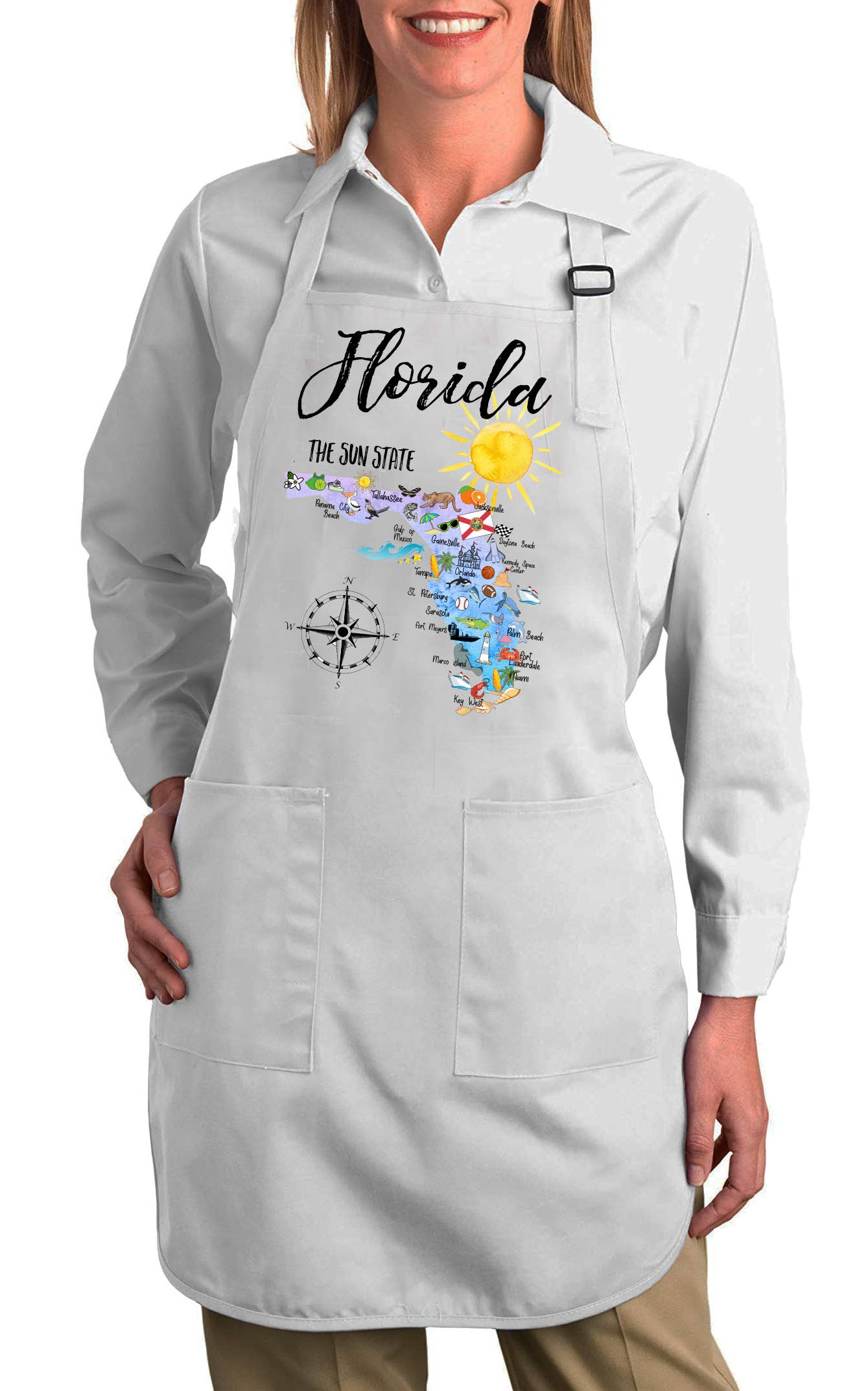 Avery Lane Gifts - Wholesale Apron - Florida State Map Souvenir Cotton Apron0