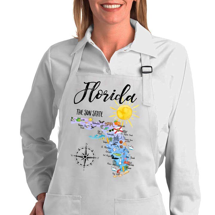 Avery Lane Gifts - Wholesale Apron - Florida State Map Souvenir Cotton Apron0