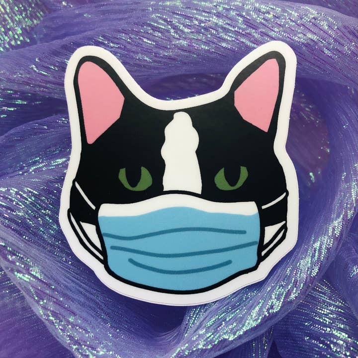 Cat Sticker | Mask Sticker | Covid Sticker | Waterproof Viny for wholesale by LacyPetsAndCompany
