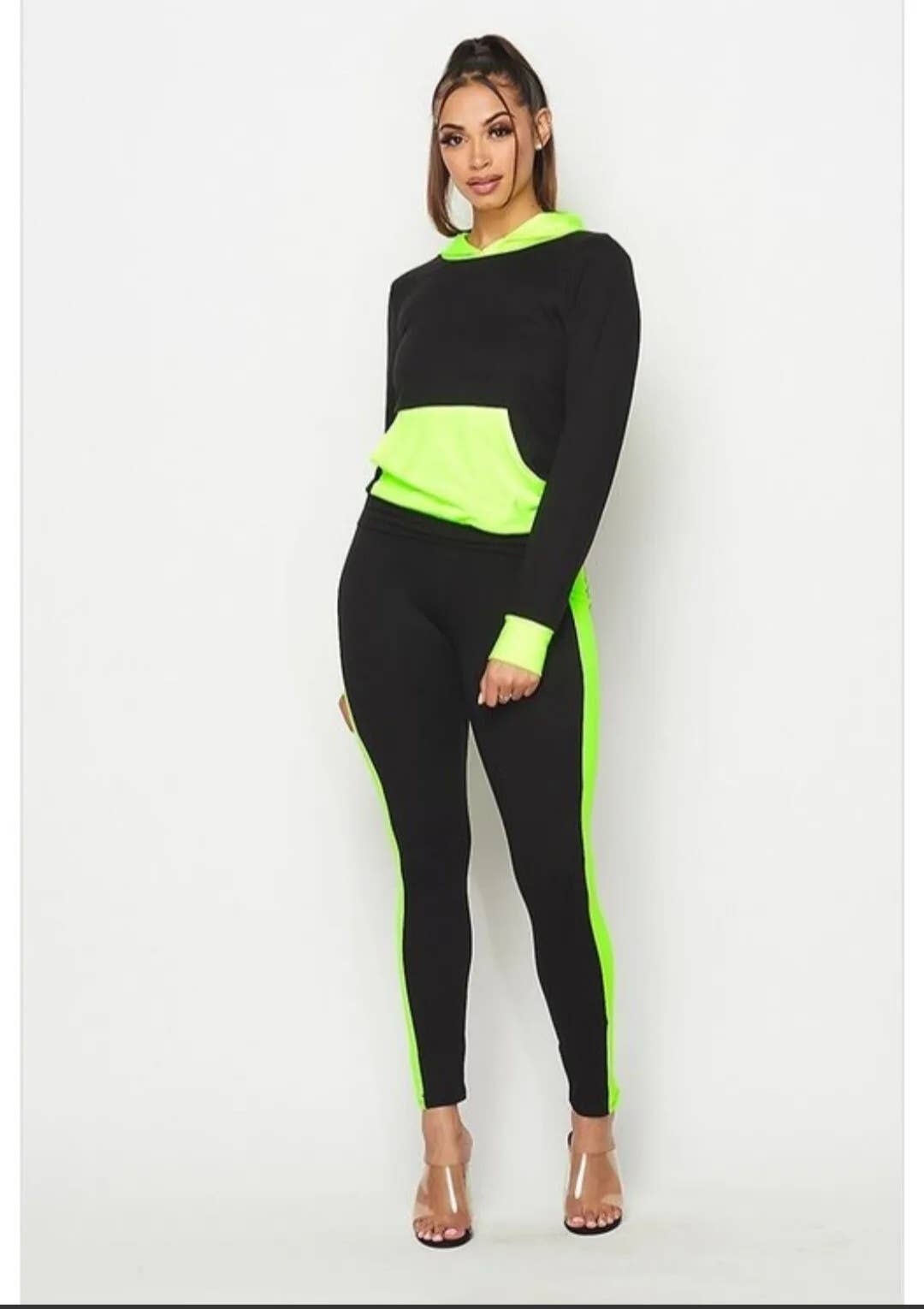 La'Chelle Boutique Wholesale - Wholesale Lounge Set - Women's - GREEN/BLACK JOGGER SET1