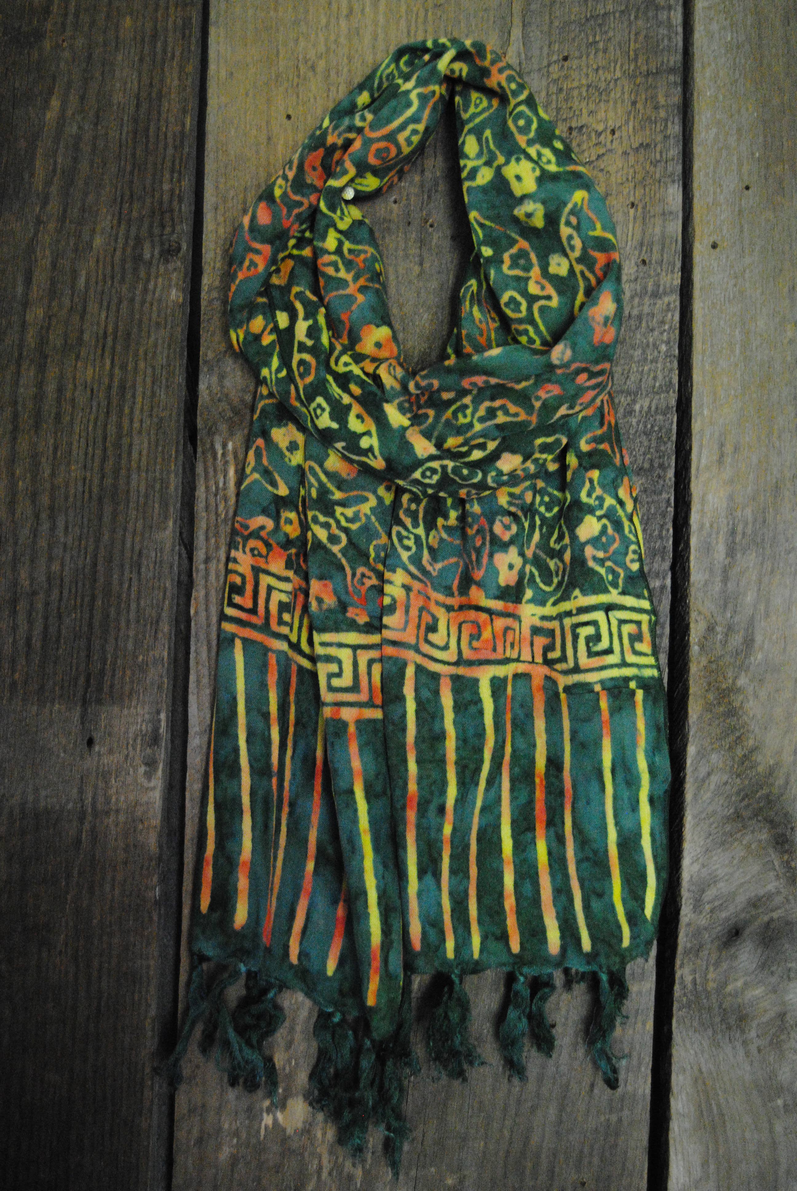 Nusantara Inc. - Wholesale Scarf - Women's - Rayon Batik Scarf - 98781 A-C (Knotted  Fringe)8