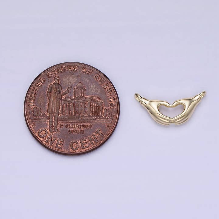 Aim Eternal - Wholesale Individual charm/pendant - 14K Gold Filled Heart Charm Hand Gesture Charm Connector | G2731